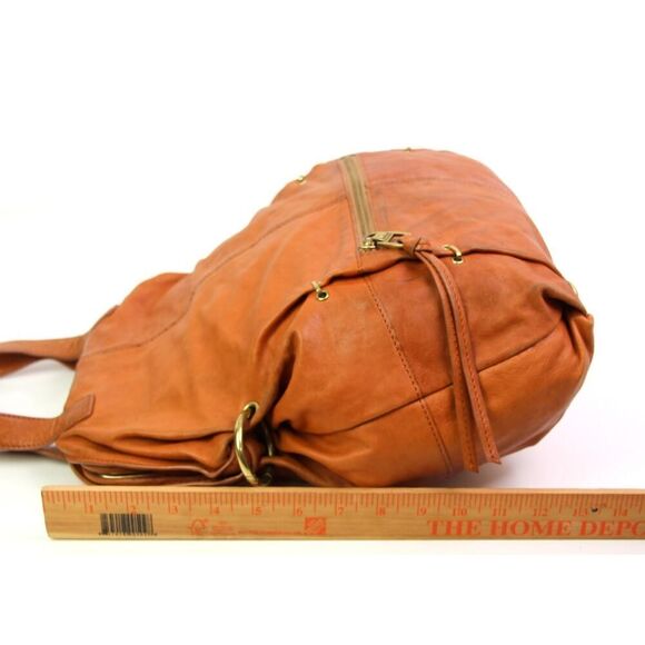 ROOMY Kooba TAN BROWN REAL LEATHER FRAME SHOULDER BAG TOTE HOBO HANDBAG SATCHEL - Picture 12 of 14